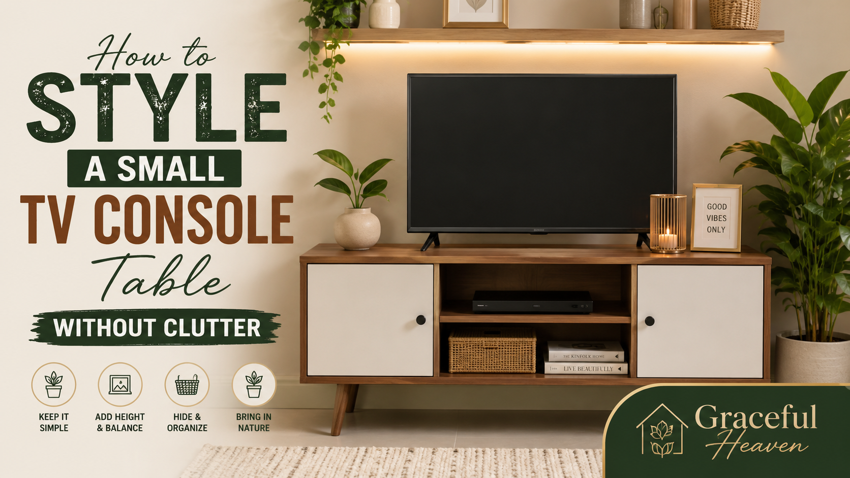 How to Style a Small TV Console Table Without Clutter