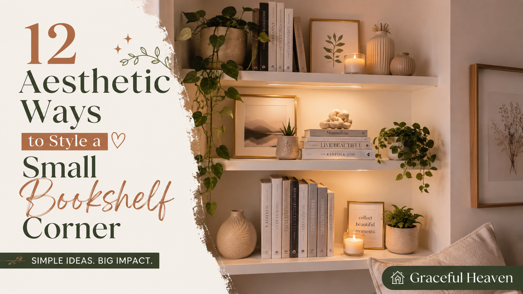 12 Aesthetic Ways to Style a Small Bookshelf Corner