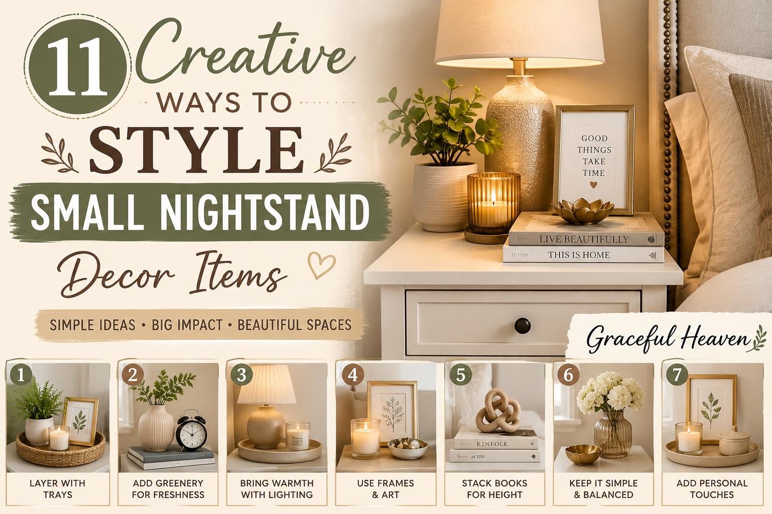 11 Creative Ways to Style Small Nightstand Decor Items